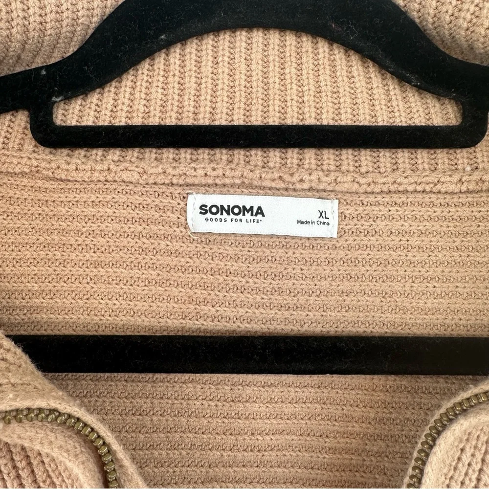 Sonoma XL Tan Ribbed Half-Zip Sweater - Picture 2 of 5